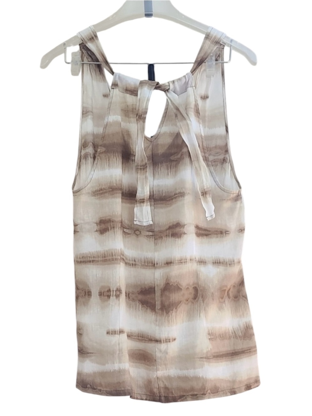 Tommy Bahama Resort 100% Linen Halter Top Tie Dye Brown and White Size M - Picture 3 of 8